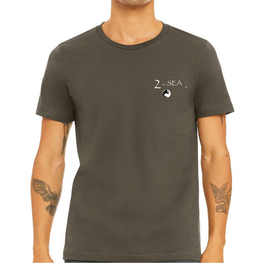 Front view of 2theSEA WAVE T-Shirt in Army featuring a small white 2theSEA wave logo on the left chest.