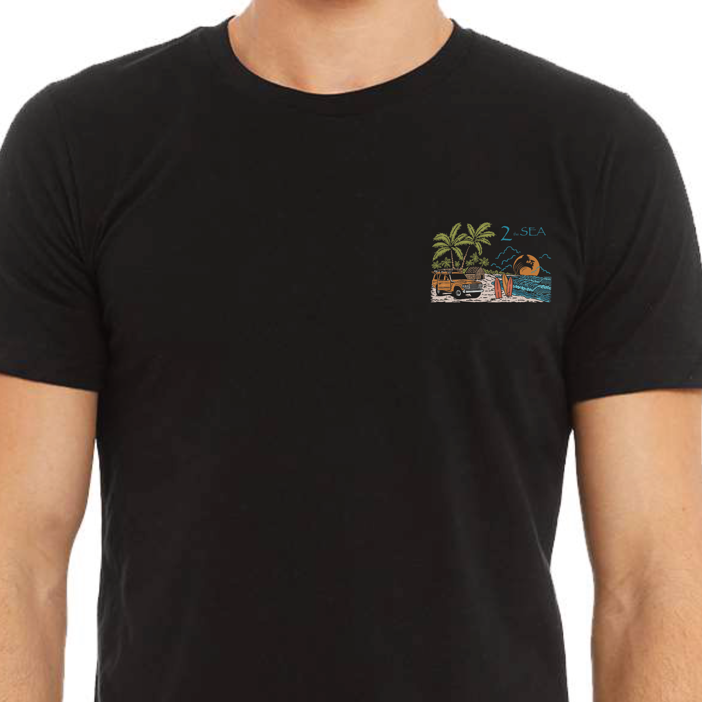 t-shirt ocean inspired, beach theme, black, unisex, cotton