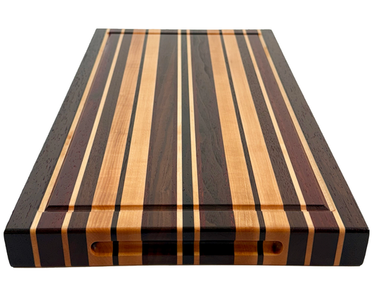 Edge Grain Cutting Board Maple Walnut Wenge & Padauk Signature Series