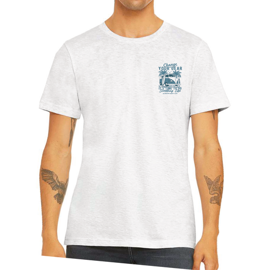 t-shirt ocean inspired, offshore lifestyle, beach theme, vintage graphics, unisex, cotton , vintage Van & surfboard