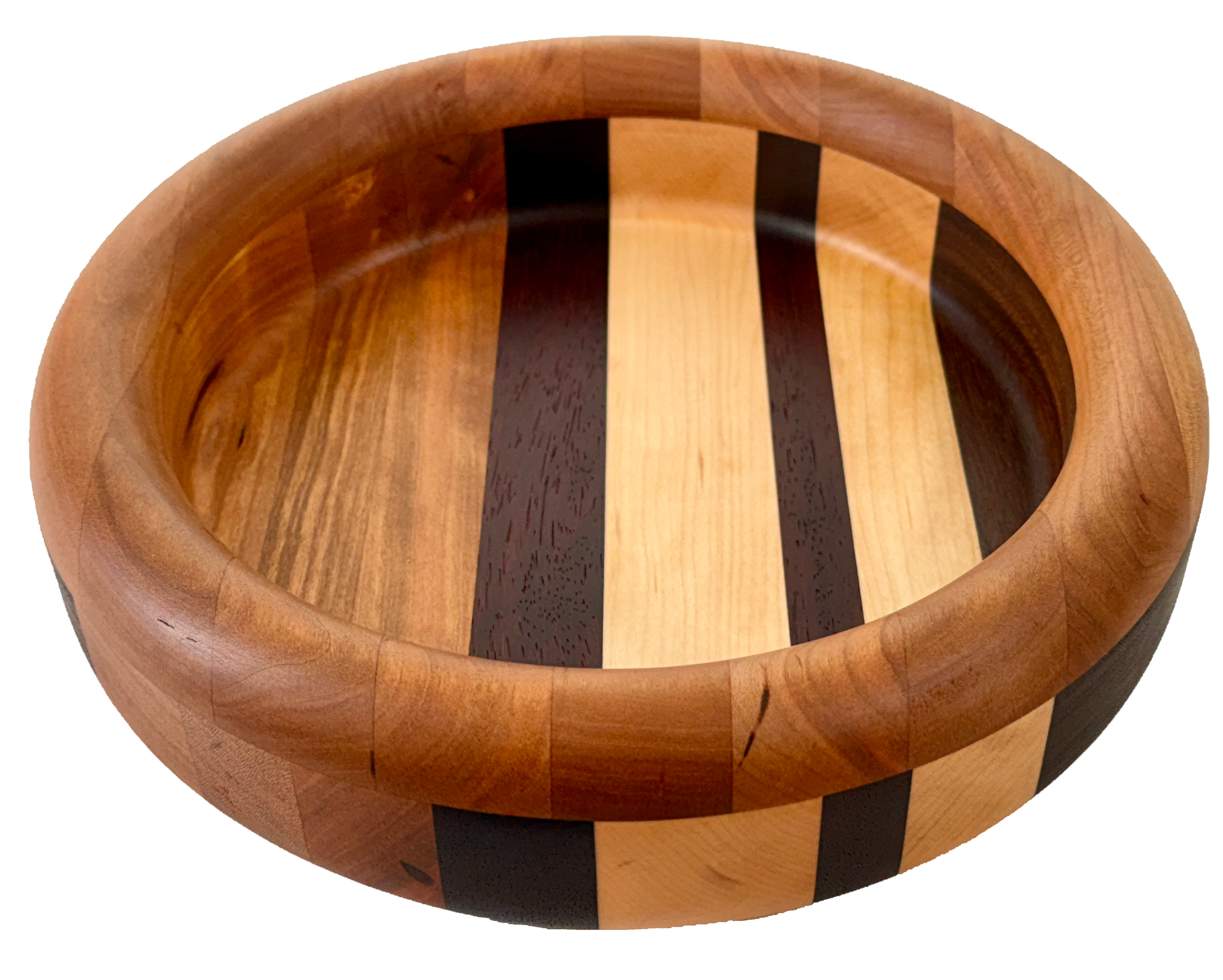 Hardwood  Walnut Cherry Maple & Padauk Decorative  Round Bowl 
