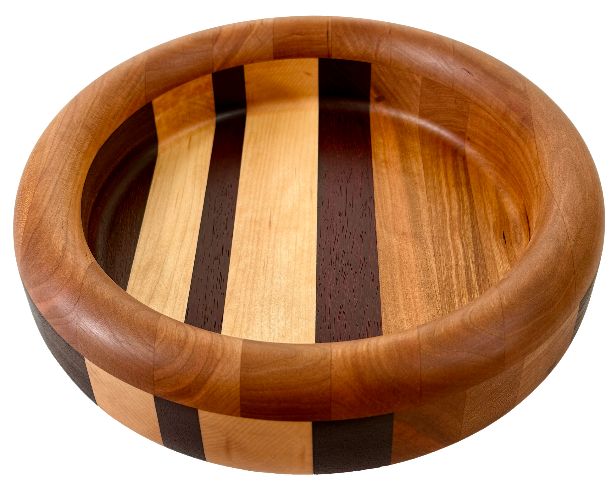 Hardwood  Walnut Cherry Maple & Padauk Decorative  Round Bowl 