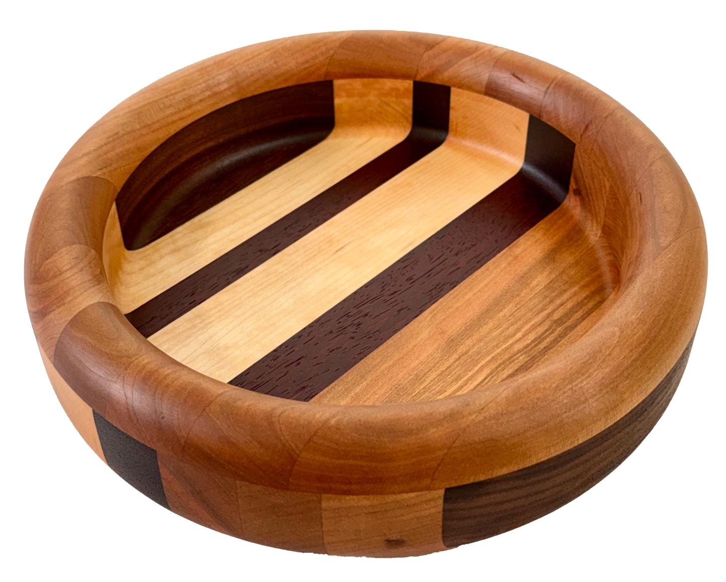 Hardwood  Walnut Cherry Maple & Padauk Decorative  Round Bowl 