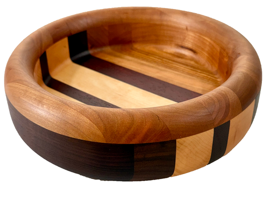 Hardwood  Walnut Cherry Maple & Padauk Decorative  Round Bowl 