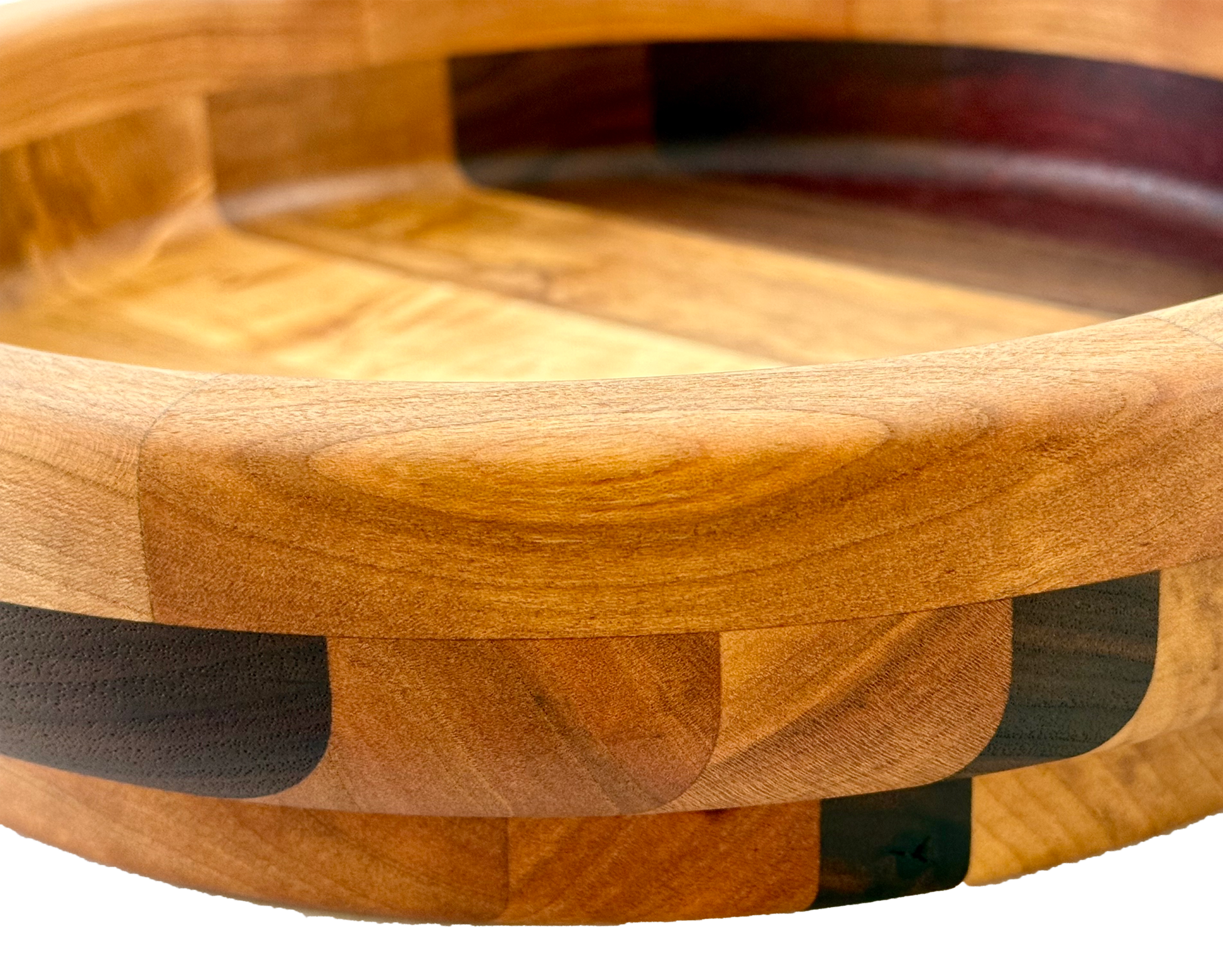 Hardwood  Walnut Cherry Maple & Padauk Decorative  Round Bowl 