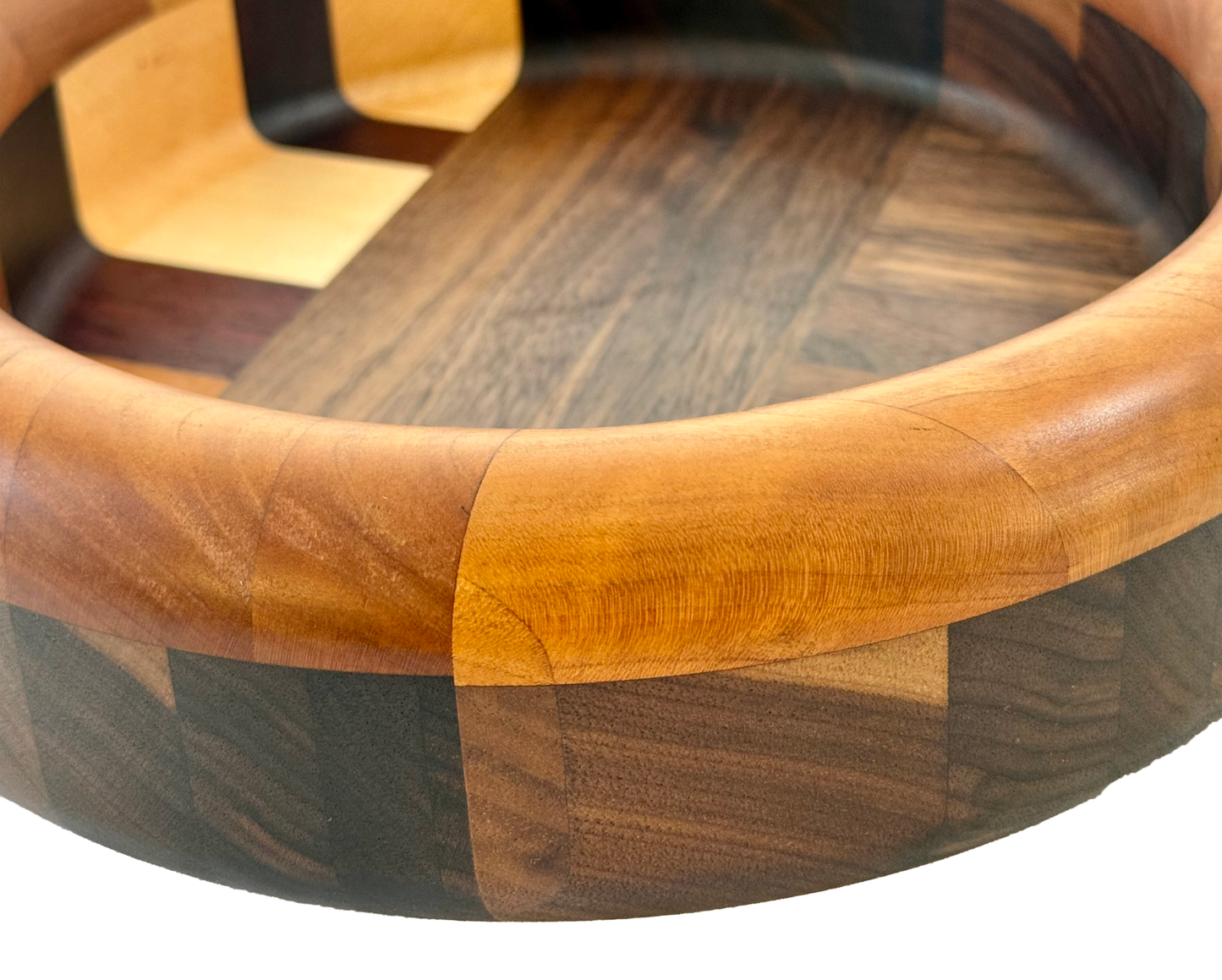 Hardwood  Walnut Cherry Maple  & Padauk   Decorative  Round Bowl 
