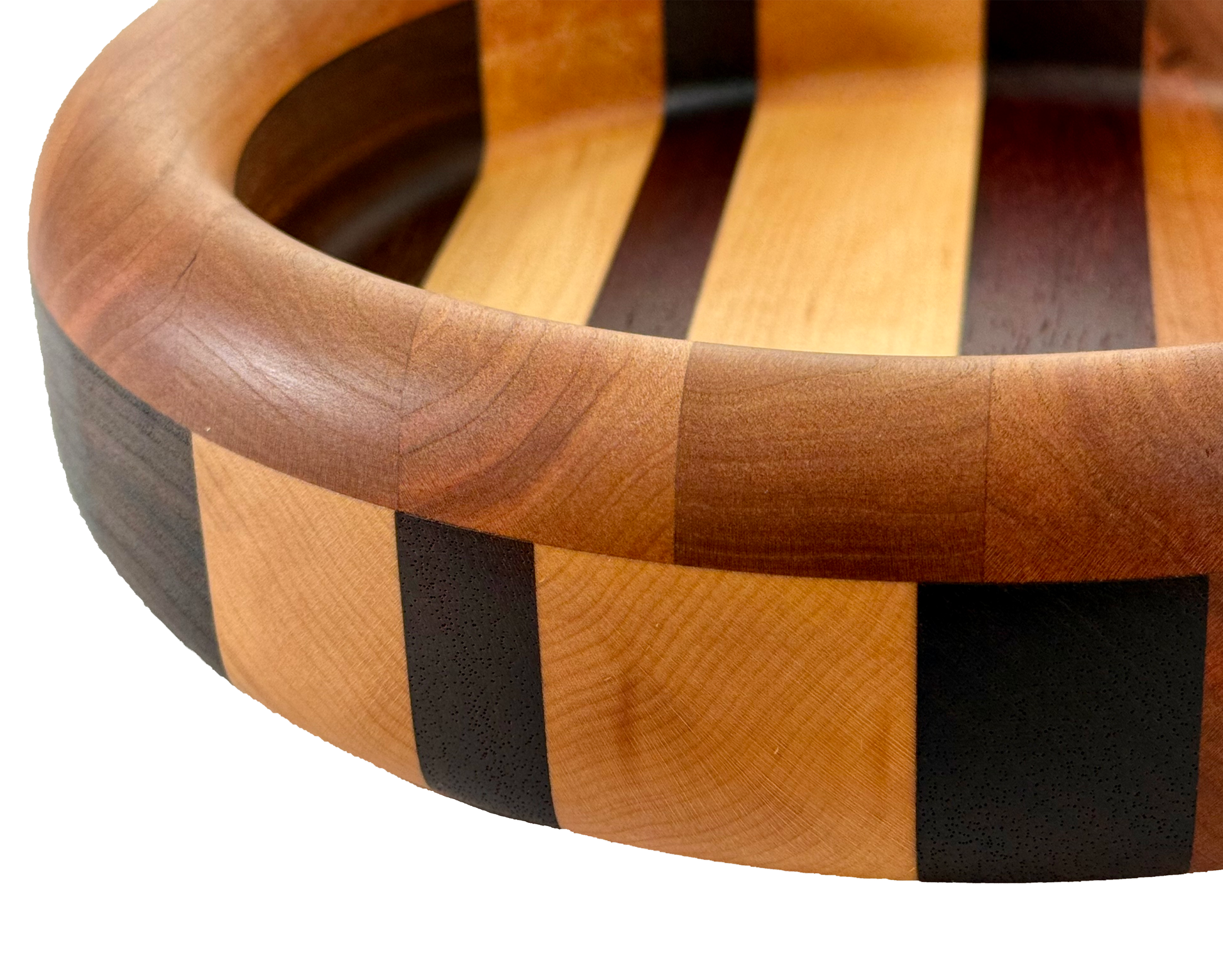 Hardwood  Walnut Cherry Maple & Padauk Decorative  Round Bowl 