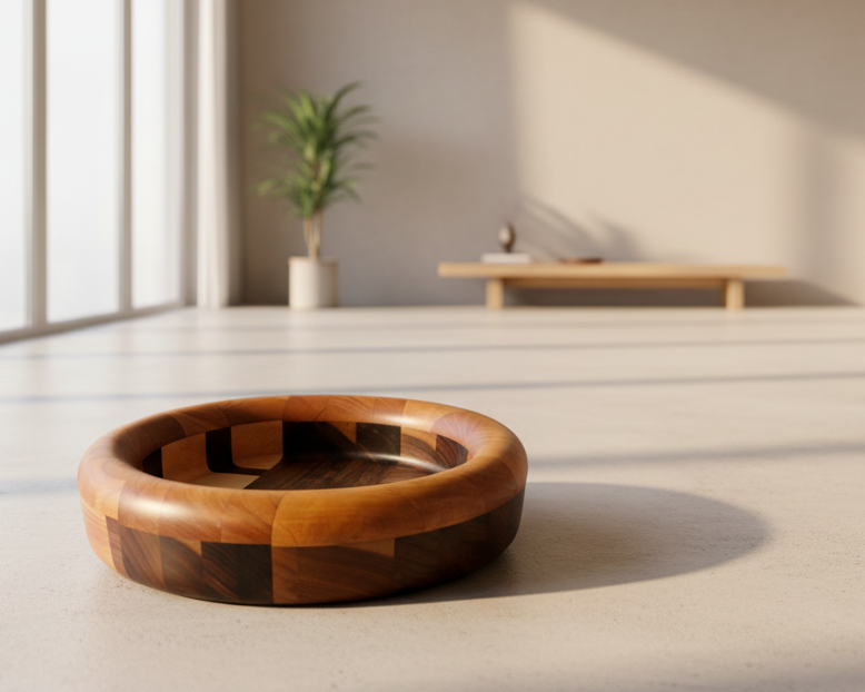 Hardwood  Walnut Cherry Maple  & Padauk   Decorative  Round Bowl 