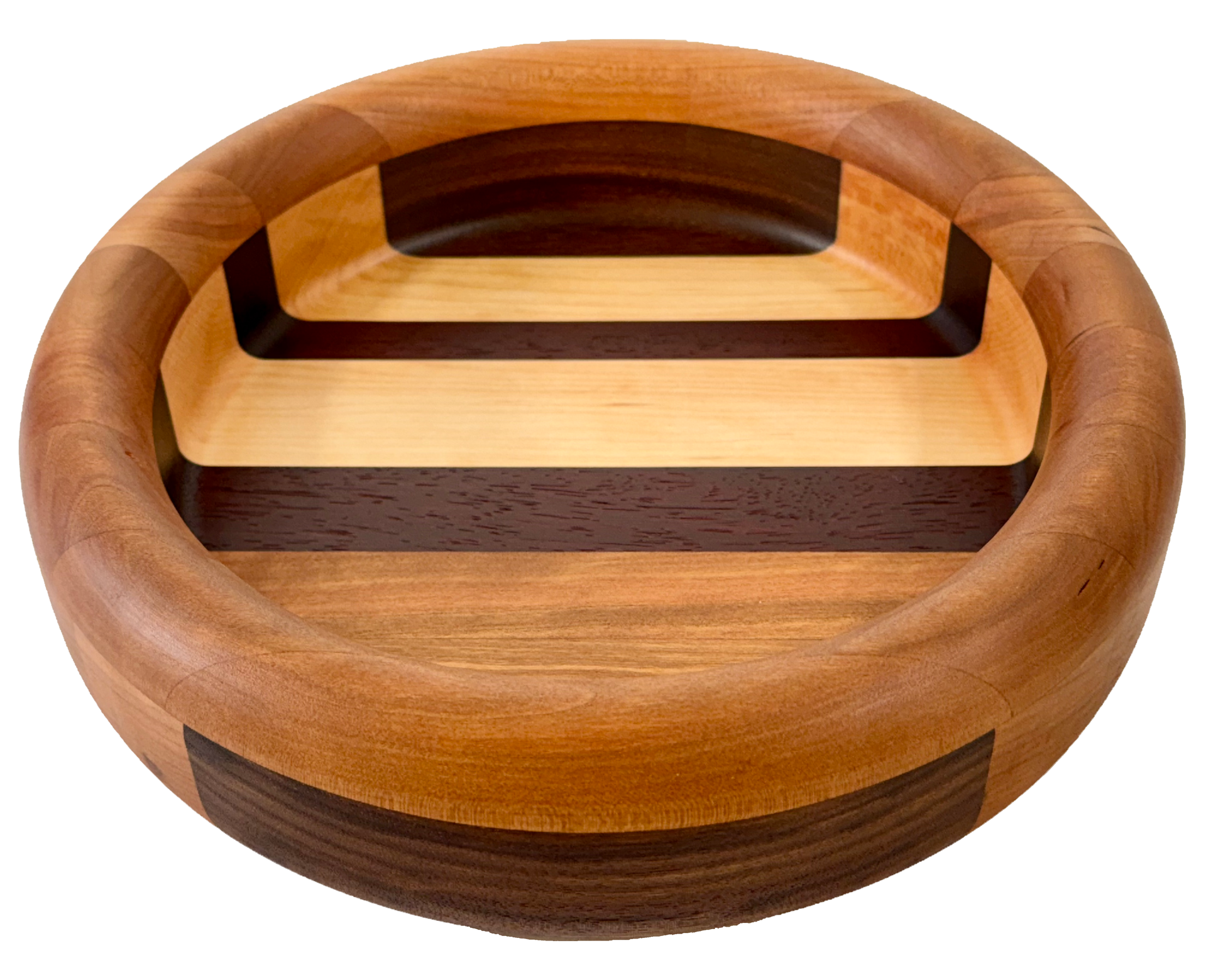 Hardwood  Walnut Cherry Maple & Padauk Decorative  Round Bowl 