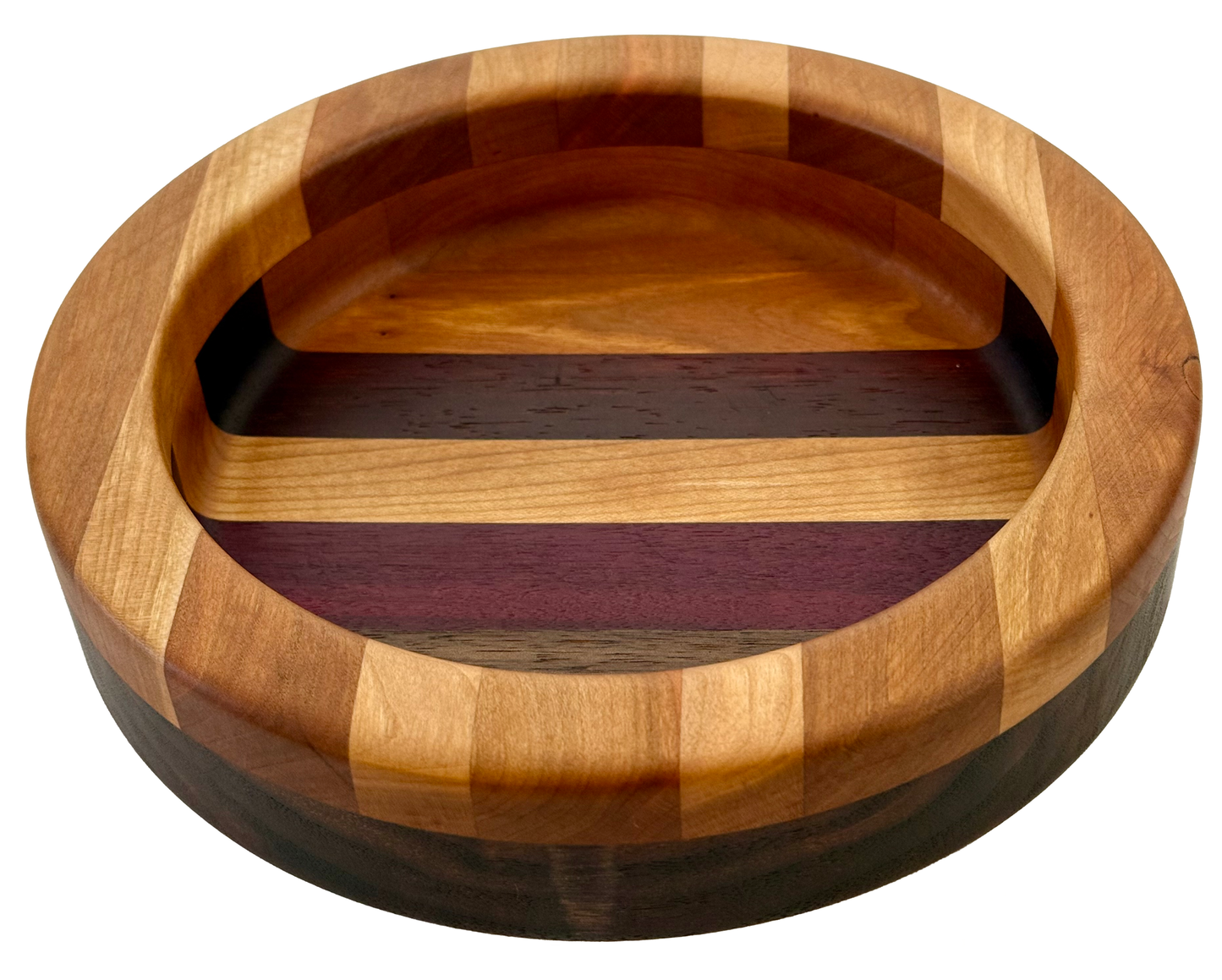 Hardwood  Walnut Cherry Maple Padauk  & Purple Heart Decorative  Round Bowl 