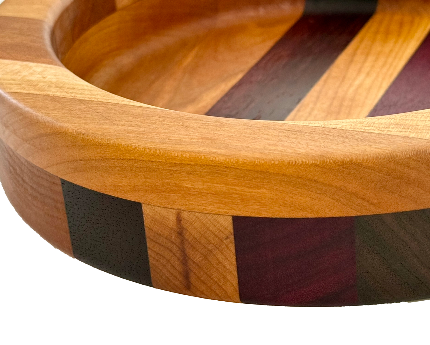 Hardwood  Walnut Cherry Maple Padauk  & Purple Heart Decorative  Round Bowl 