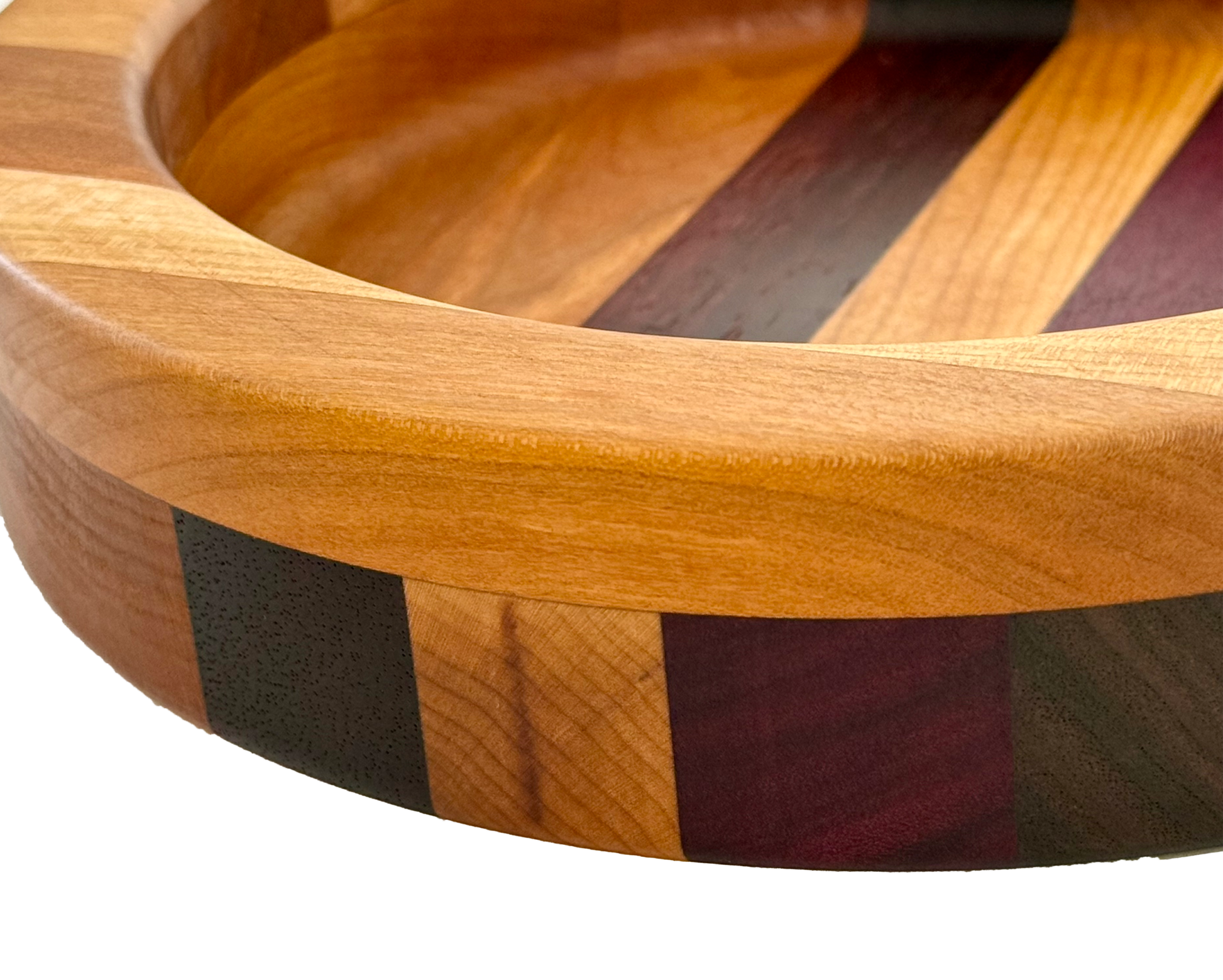 Hardwood  Walnut Cherry Maple Padauk  & Purple Heart Decorative  Round Bowl 