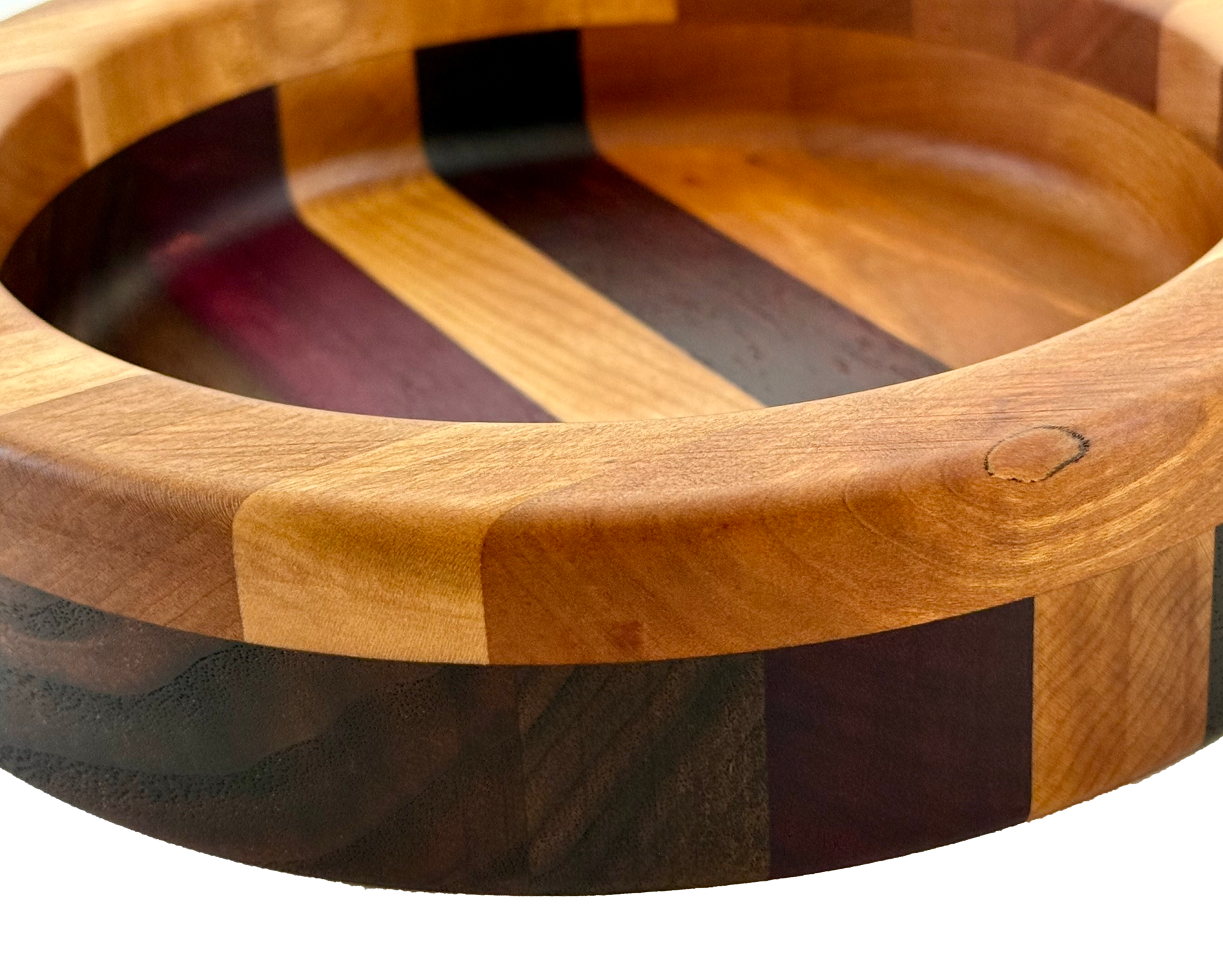 Hardwood  Walnut Cherry Maple Padauk  & Purple Heart Decorative  Round Bowl 