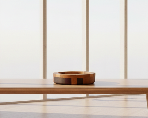 Hardwood  Walnut Cherry Maple Padauk  & Purple Heart Decorative  Round Bowl 