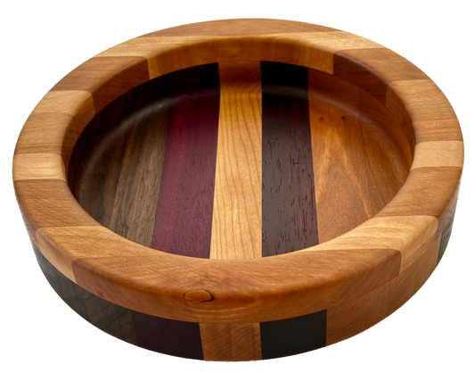 Hardwood  Walnut Cherry Maple Padauk  & Purple Heart Decorative  Round Bowl 