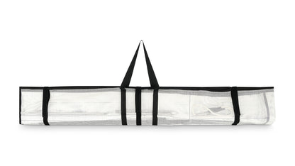 Closed 2theSEA Harpoon Storage & Carry Bag showing the dual-layer woven mesh body, securing straps, and reinforced carry handles