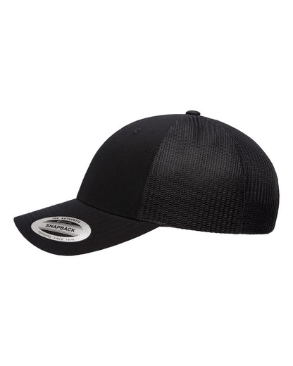 Side view of the 2theSEA ICON Logo Hat in Black showing the structured front, curved visor, and black mesh back panels.