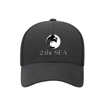 Front view of the 2theSEA ICON Logo Hat in Charcoal with embroidered wave mark and 2theSEA logo.