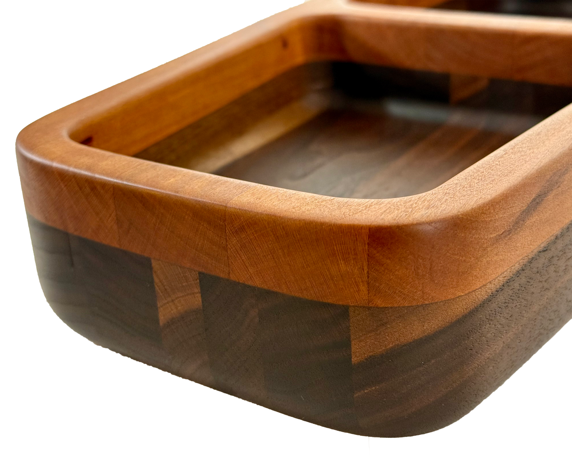 Hardwood  Walnut Cherry  Decorative l two compartment elongated bowl 