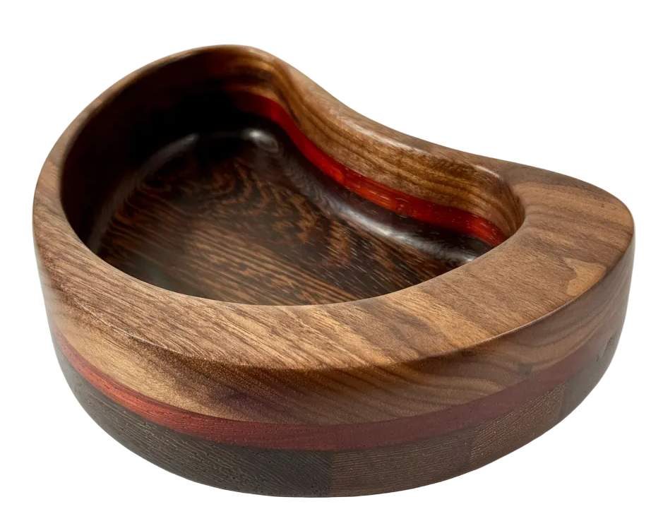 Hardwood Walnut  Purple Heart Padauk Decorative Bowl Kidney Shaped
