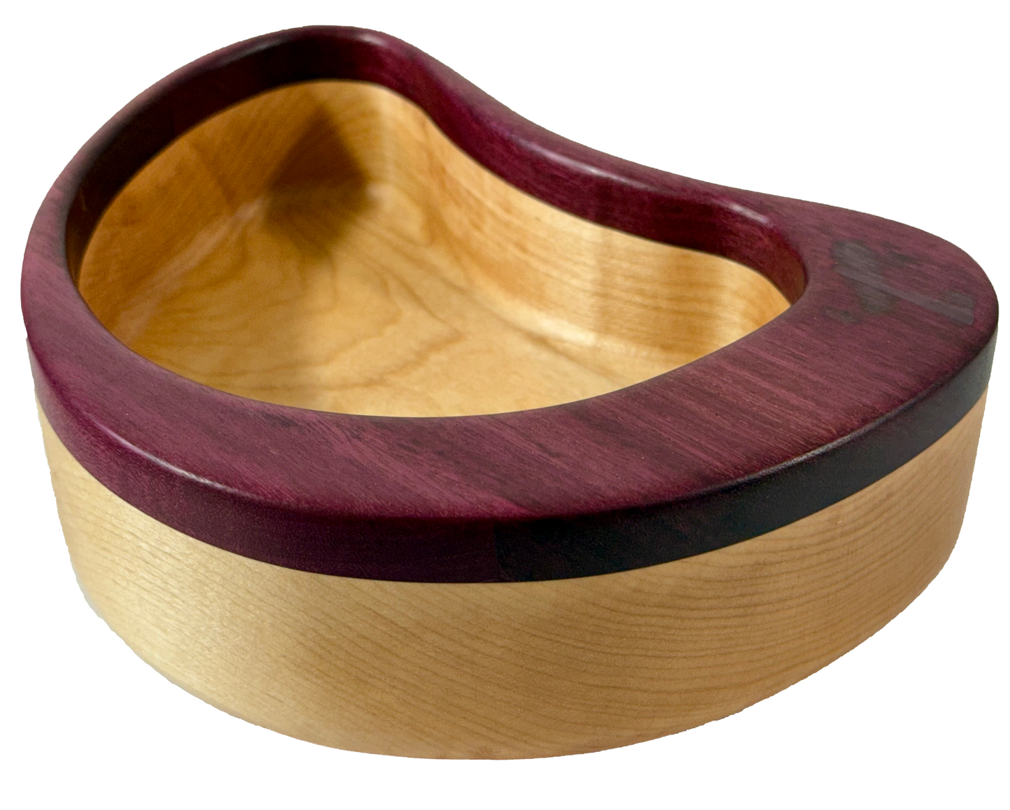 Hardwood  Maple Purple Heart  Decorative Bowl Kidney Shaped