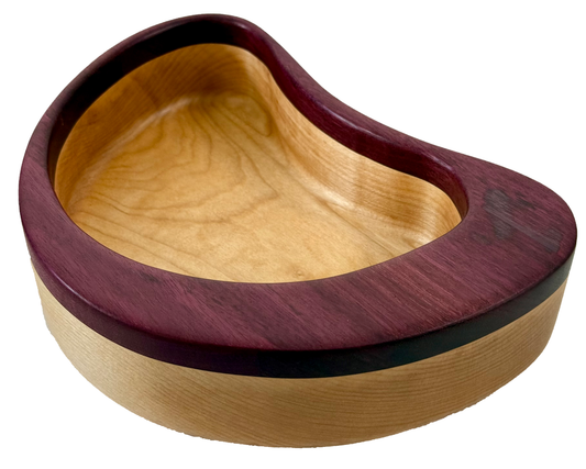 Hardwood  Maple Purple Heart  Decorative Bowl Kidney Shaped