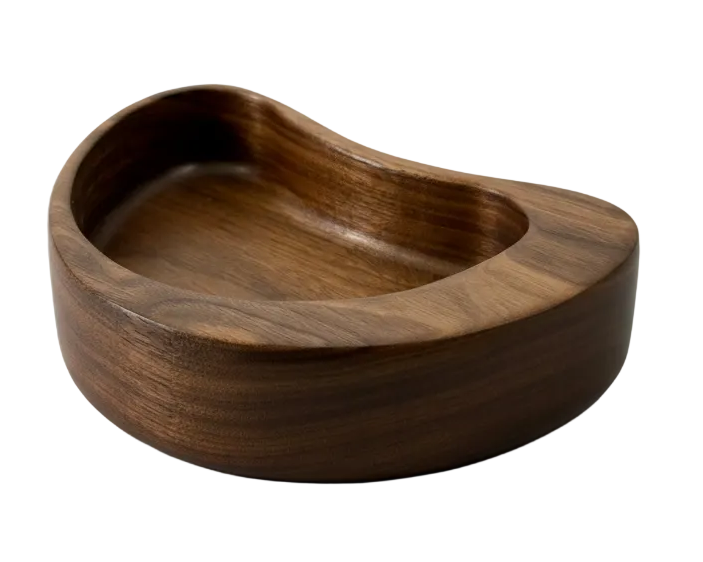 Hardwood Walnut Decorative Bowl Kidney Shaped