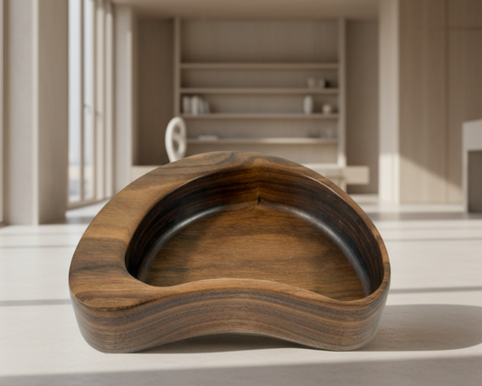 Hardwood Walnut Decorative Bowl Kidney Shaped