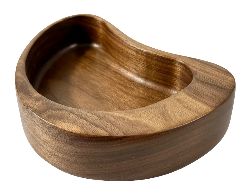 Hardwood Walnut Decorative Bowl Kidney Shaped