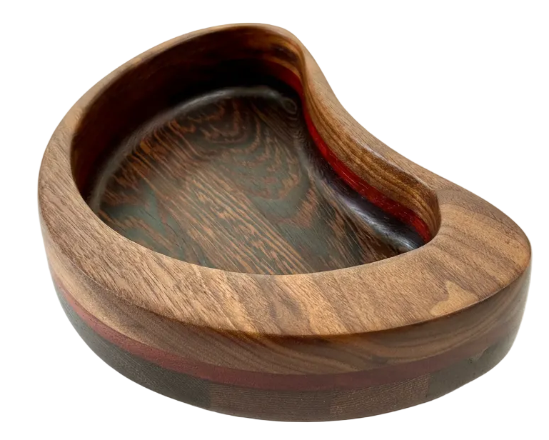 Hardwood Walnut  Purple Heart Padauk Decorative Bowl Kidney Shaped