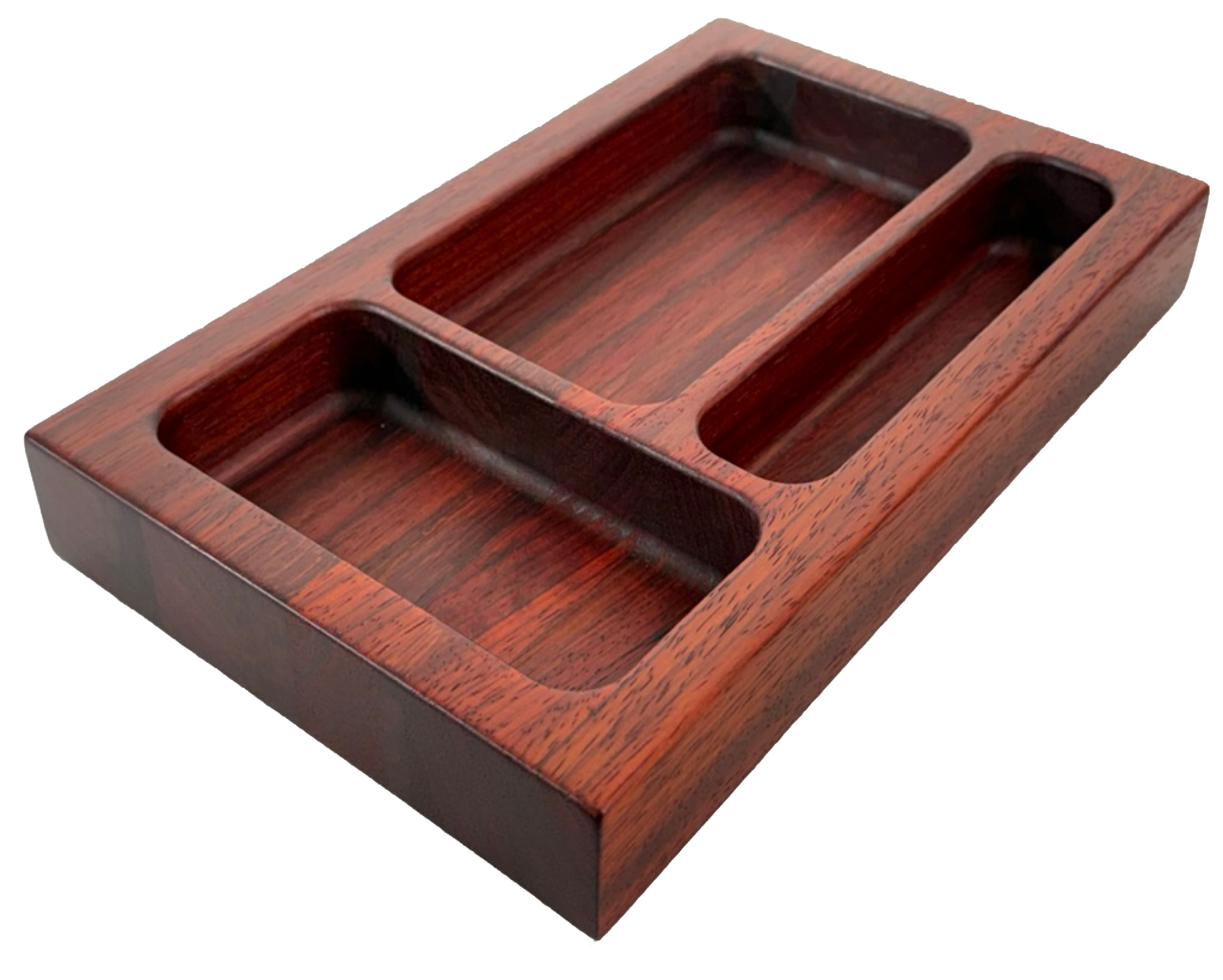 Hardwood  Padauk  Decorative three compartment tray
