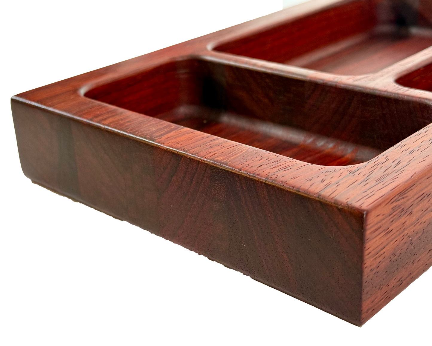 Hardwood  Padauk  Decorative three compartment tray
