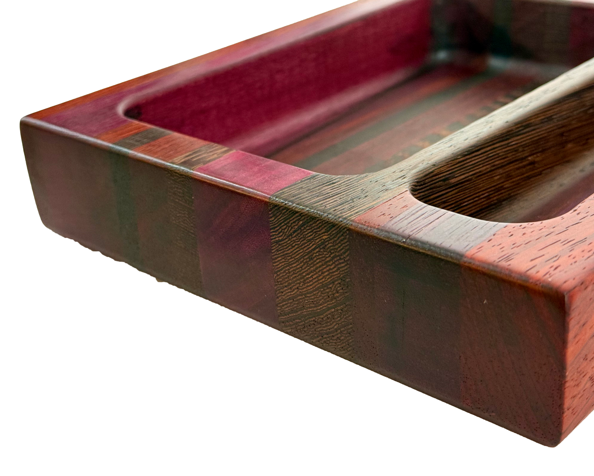 Hardwood  Padauk  Decorative three compartment tray