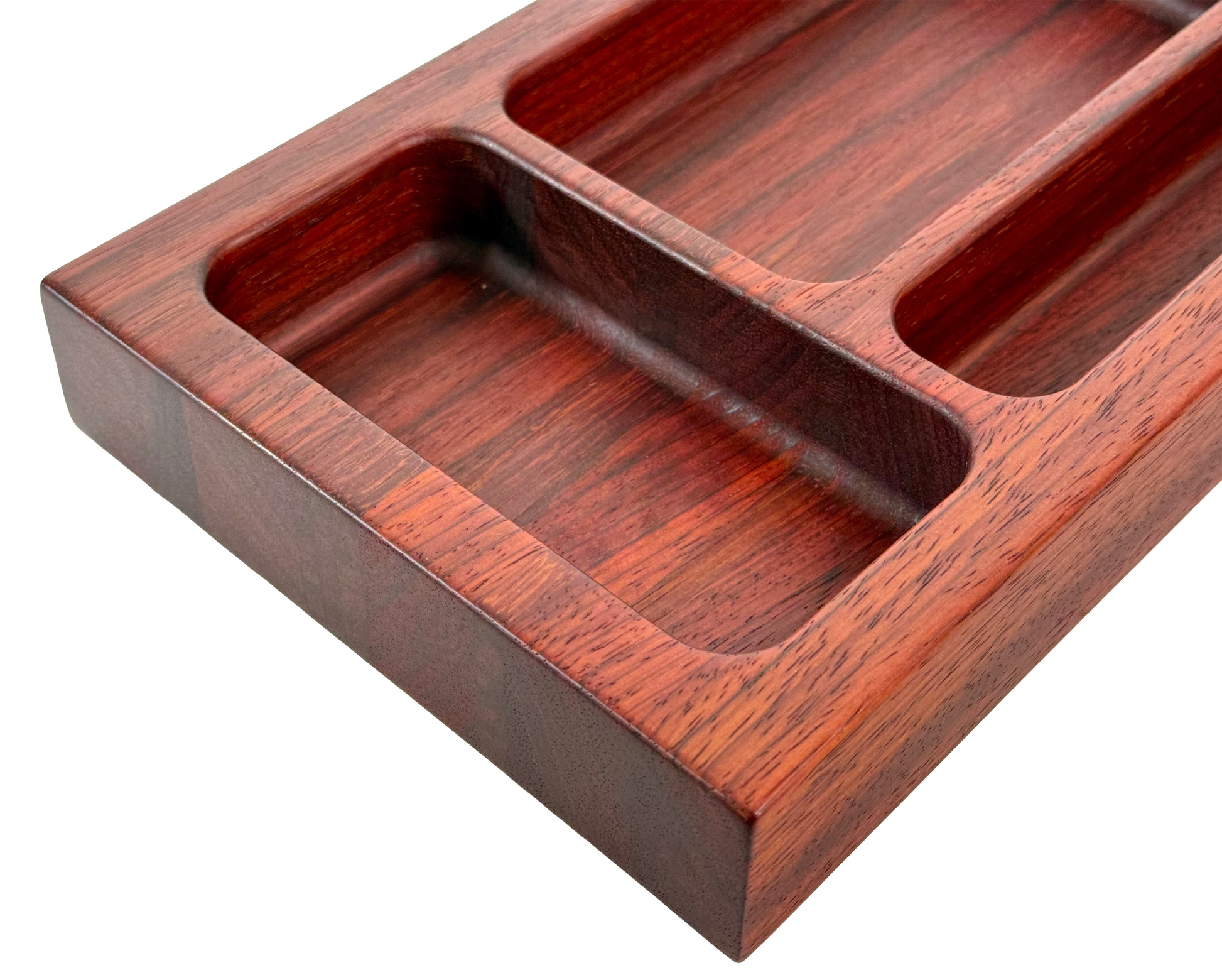 Hardwood  Padauk  Decorative three compartment tray