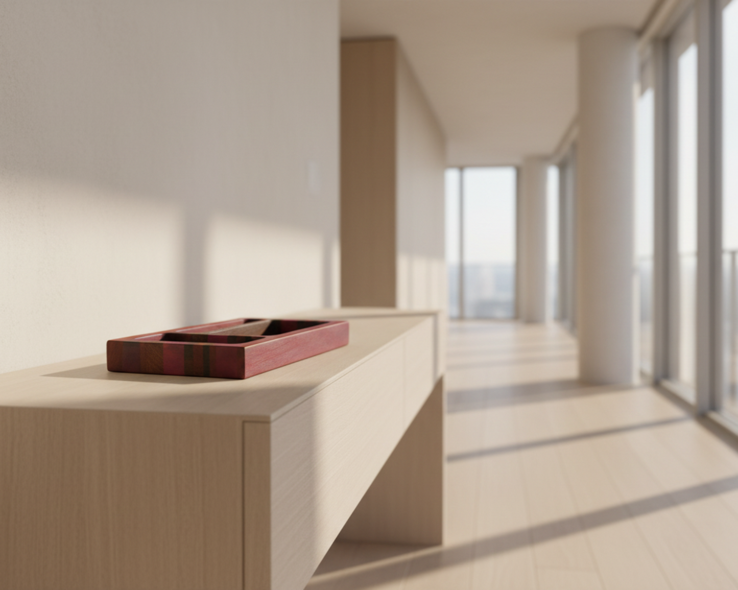 Wooden tray with 3 compartments 