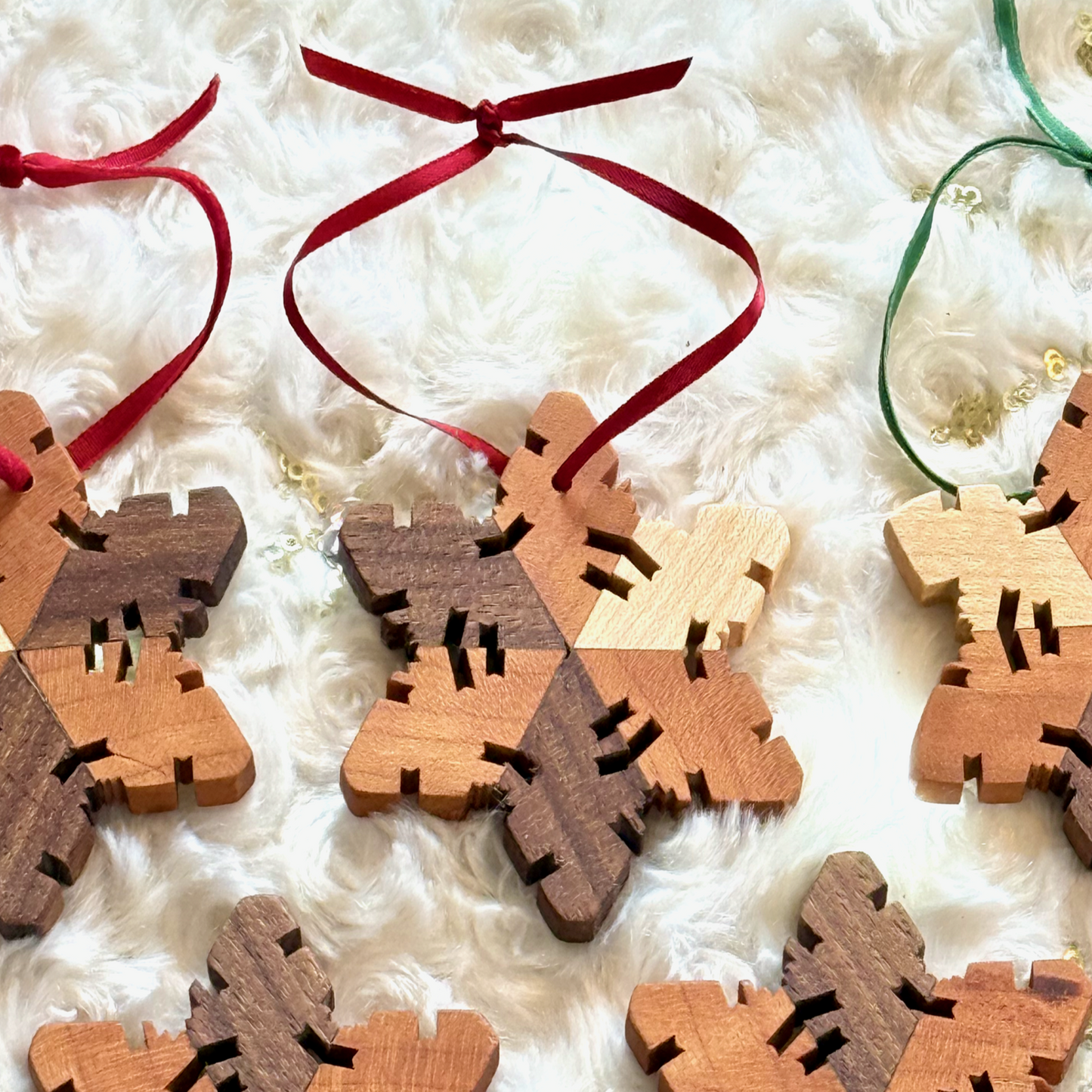 Maple Walnut Cherry Wood Snowflake