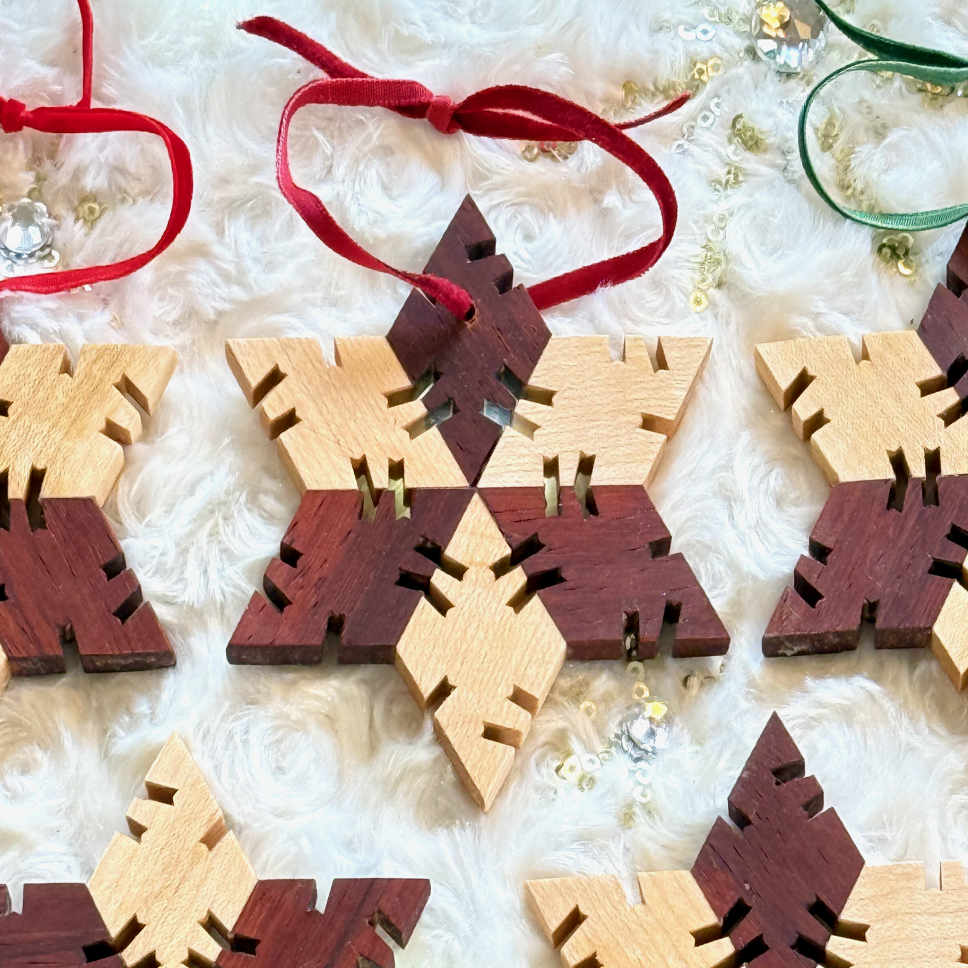 Maple & Padauk Large Wood Snowflake