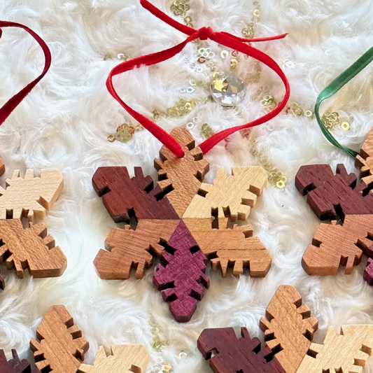 Maple Cherry Padauk Purple Heart wood snowflake