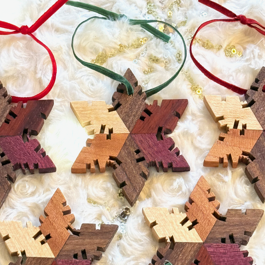 Maple Walnut Cherry Purple Heart & Padauk Hardwood Snowflakes