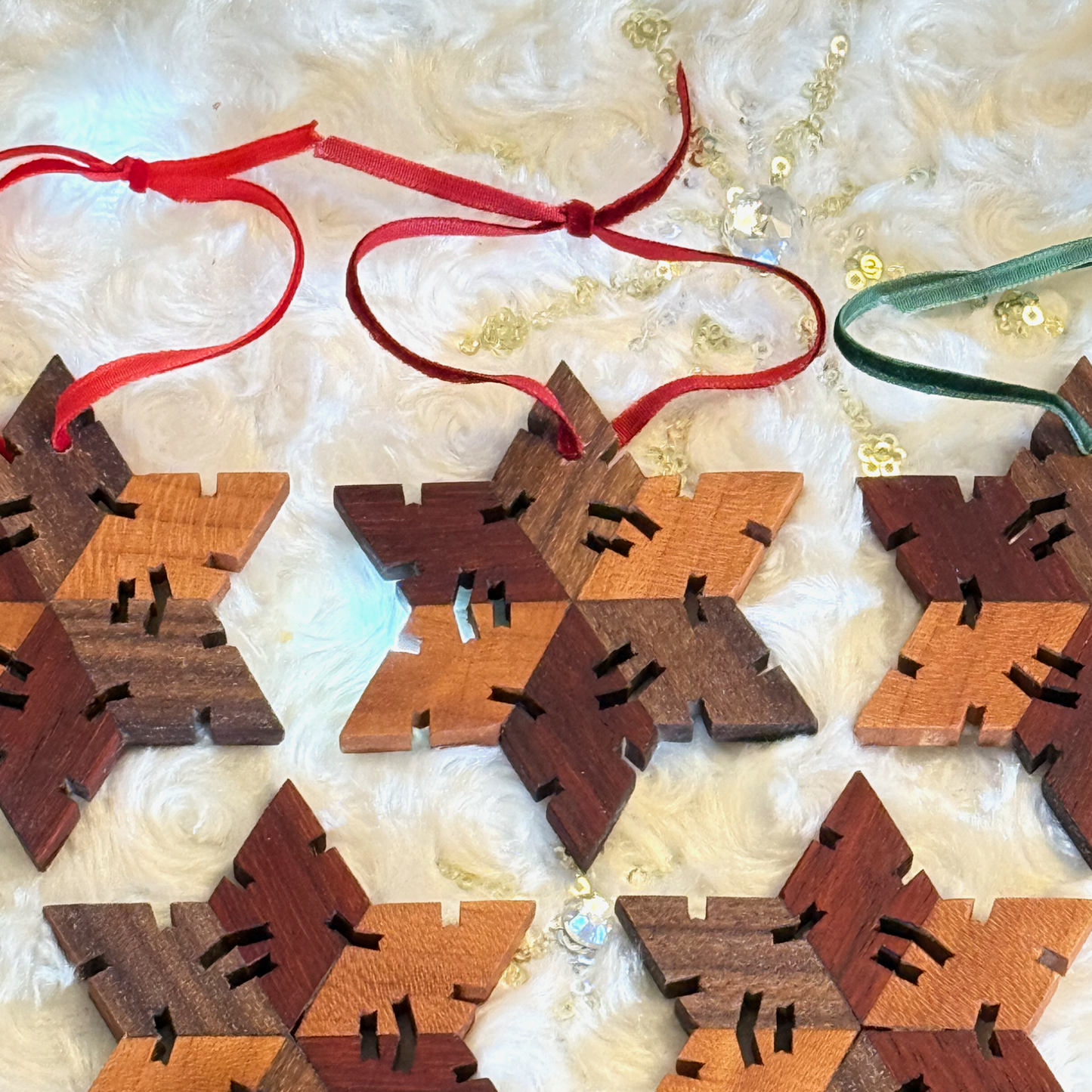 Cherry Walnut Padauk Wood Snowflake