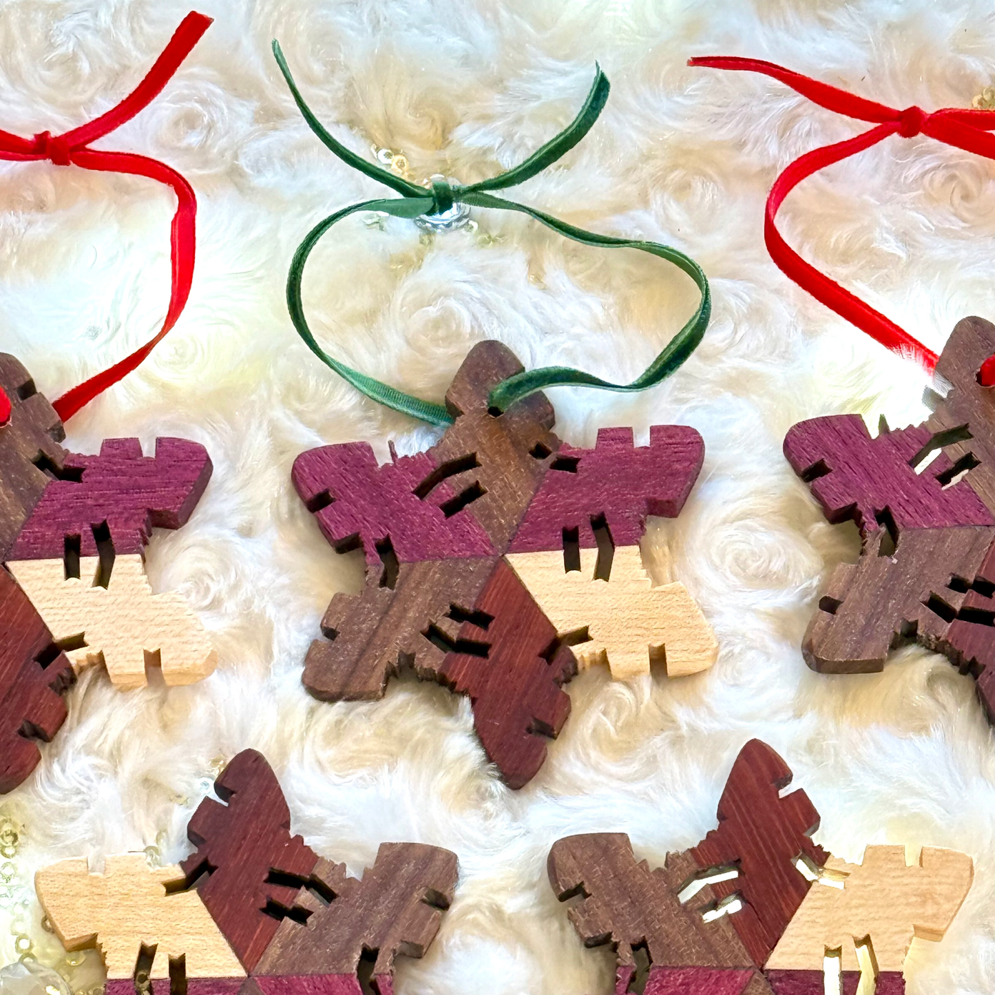 Wood Snowflake Maple Walnut Padauk Purple Heart Handmade