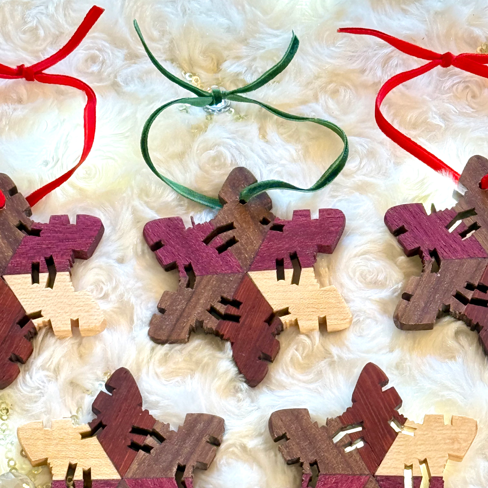 Wood Snowflake Maple Walnut Padauk Purple Heart Handmade