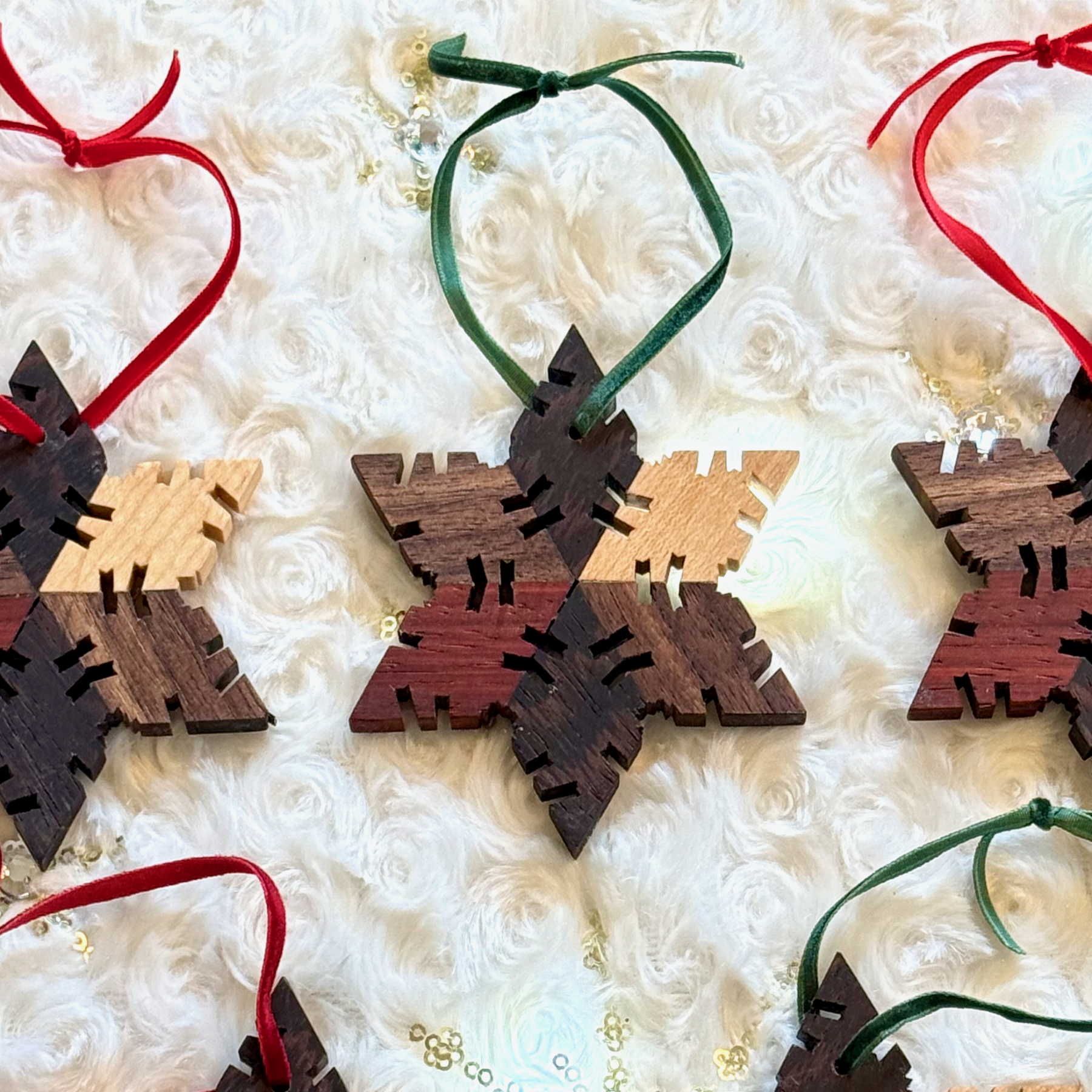 Hardwood wooden SnowFlake Ornaments