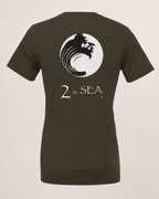 Studio back view of The Break Army 2theSEA T-shirt featuring the large wave logo graphic centered on the back.