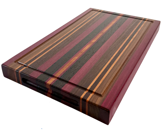 Edge Grain Cutting Board Maple Walnut  Wenge & Purple Heart Signature Series 