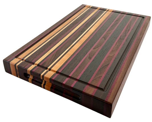 Edge Grain Cutting Board Maple Walnut  Wenge & Purple Heart Signature Series 