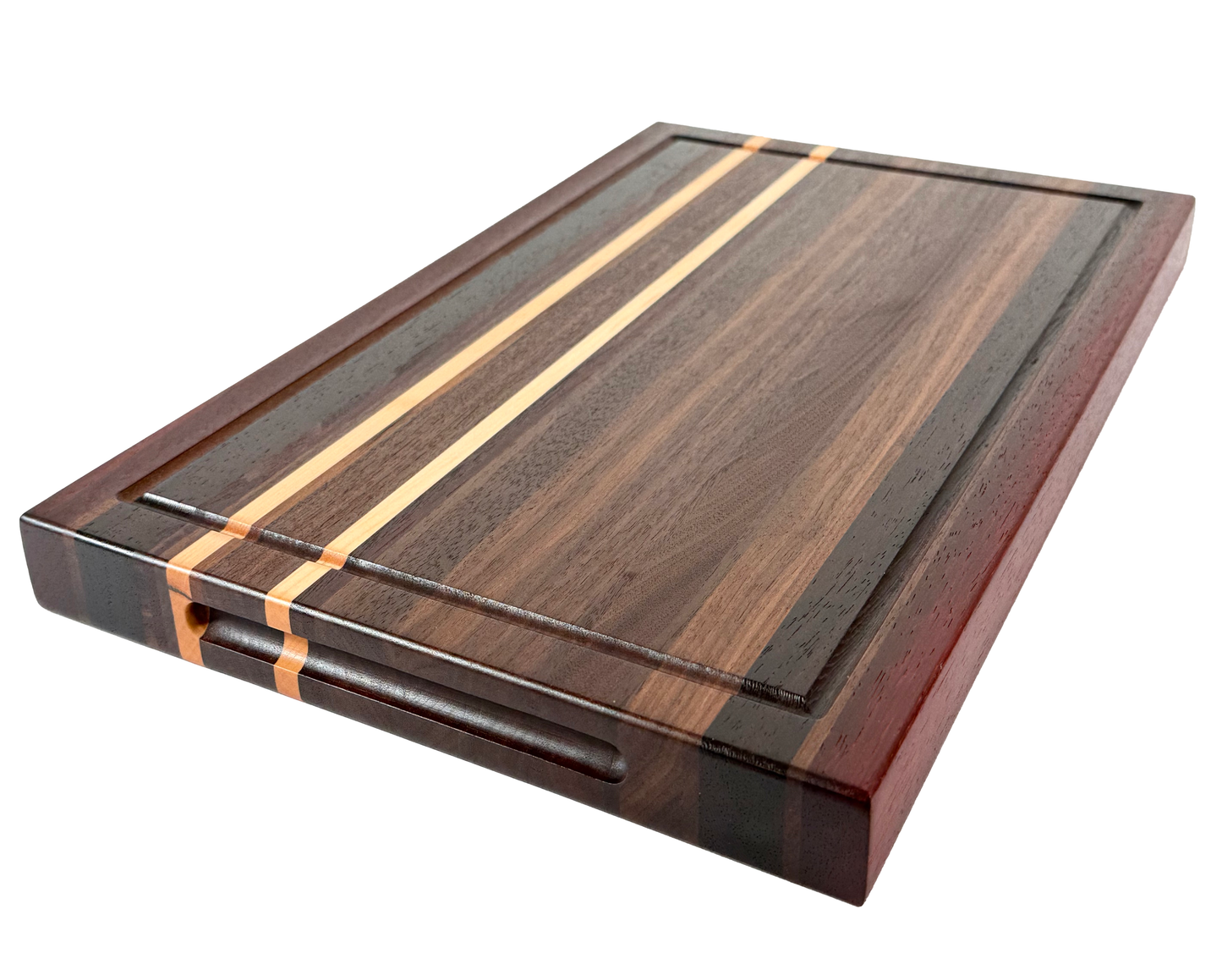 Edge Grain Cutting Board Maple Walnut Wenge & Padauk Signature Series 