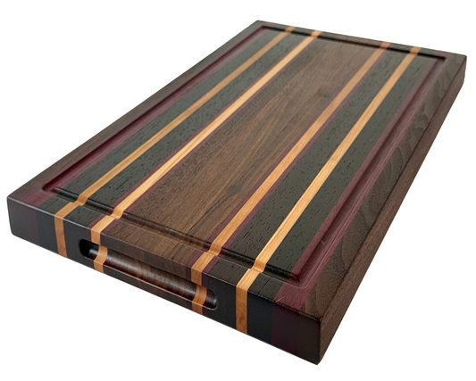 Edge Grain Cutting Board Maple Walnut Wenge & Purple Heart  Signature Series 