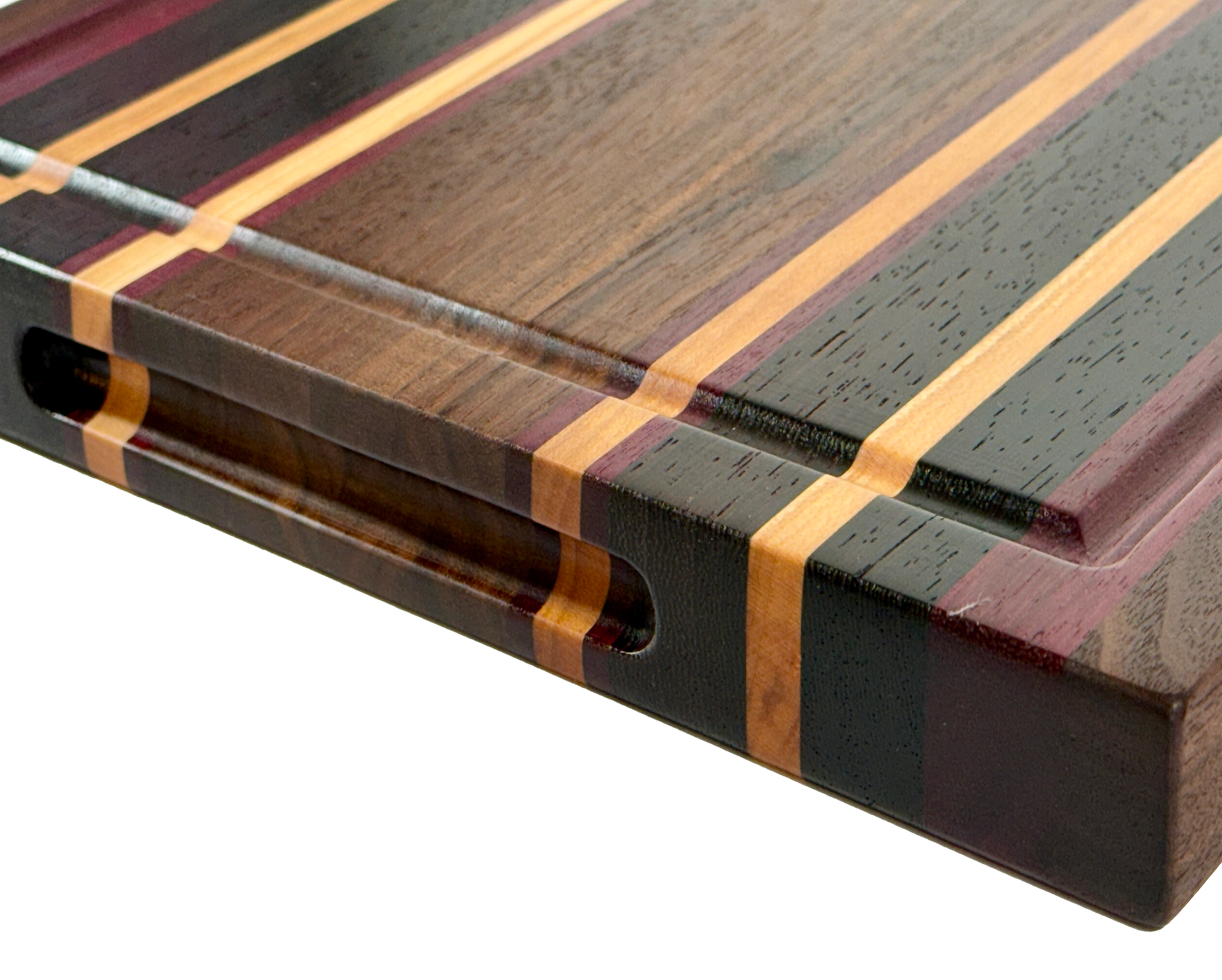 Edge Grain Cutting Board Maple Walnut Wenge & Purple Heart  Signature Series 