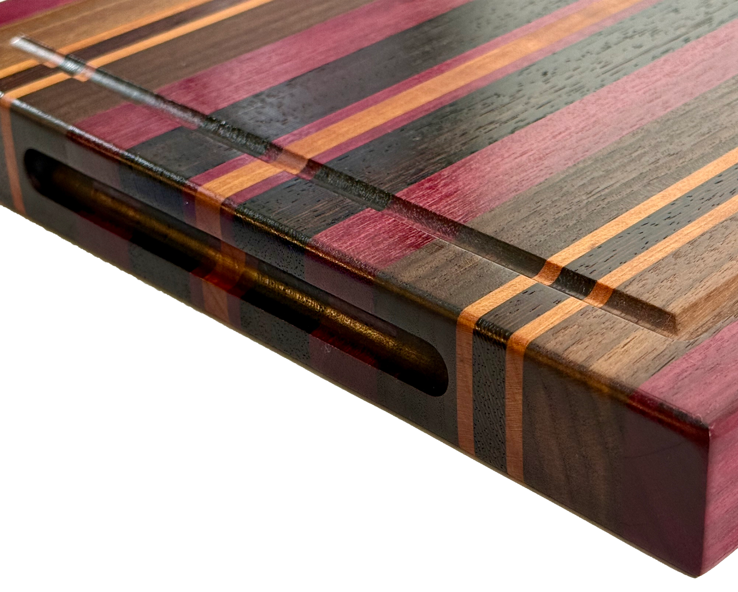 Edge Grain Cutting Board Maple Walnut  Wenge & Purple Heart Signature Series 